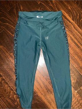 Xersion activewear legging joggers with leopard cheetah side panel women’s LARGE